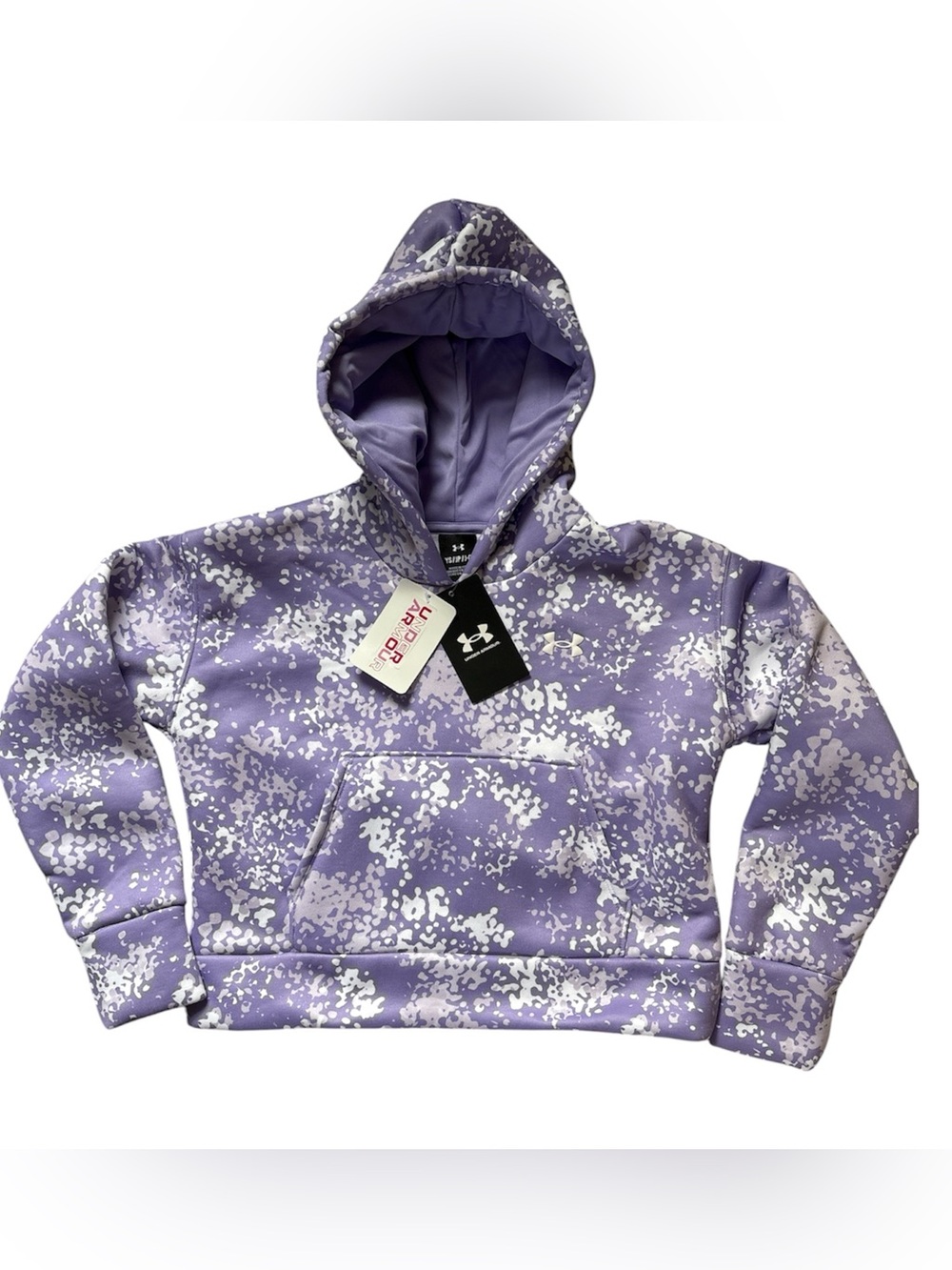 NWT Under Armour Youth Hoodie Purple Print Pullover Sweatshirt Size YS